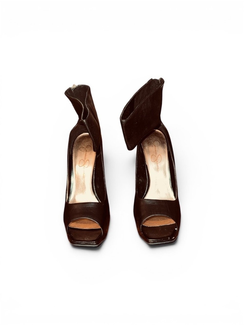 Jessica Simpson Black Peep-Toe Ankle Strap Heels